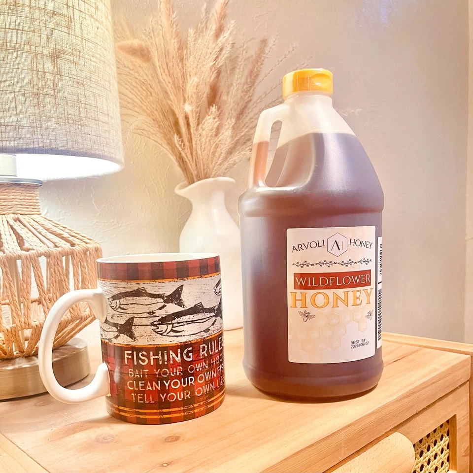 Miel cruda a granel - medio galón de miel - jarra de 6 libras - miel a granel Foto 3 de 4