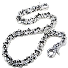 Medieval Skull Symbol Biker Trucker Key Jean Wallet Chain 27" Silver CS57