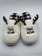 Reindeer Slippers For Men Size Large 10-11 With Color White Papa Comfy