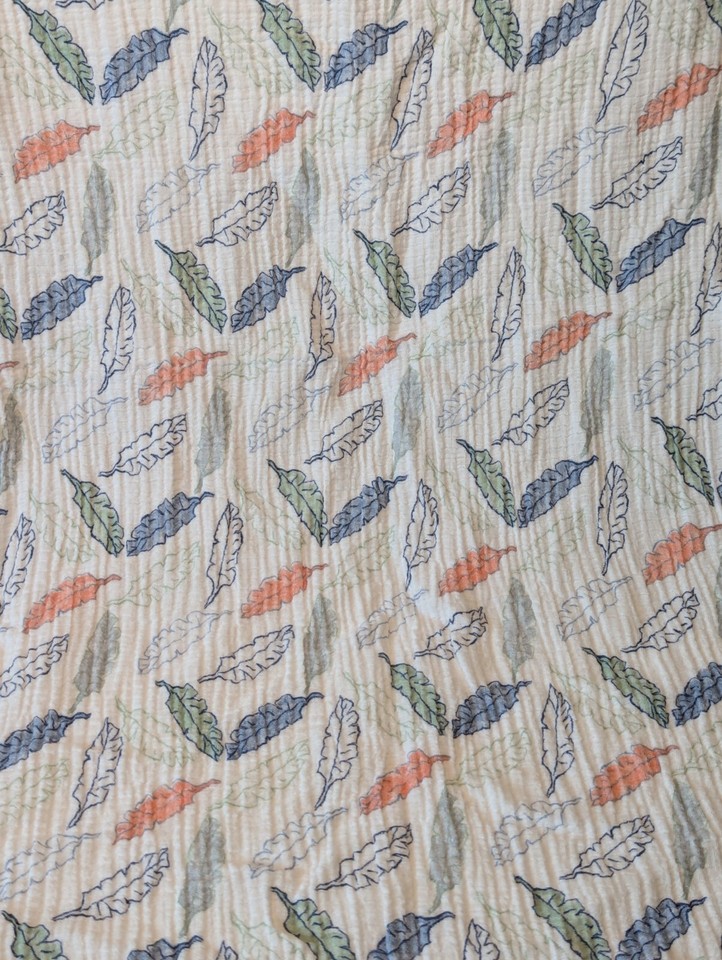 Aden + Anais 100 Cotton Muslin Swaddle Blanket White Leaves Green Blue