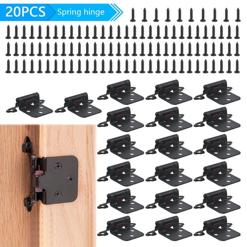 20 piezas bisagras de gabinete negro mate superpuestas cierre automático para puerta de armario de cocina - Imagen 4 de 17