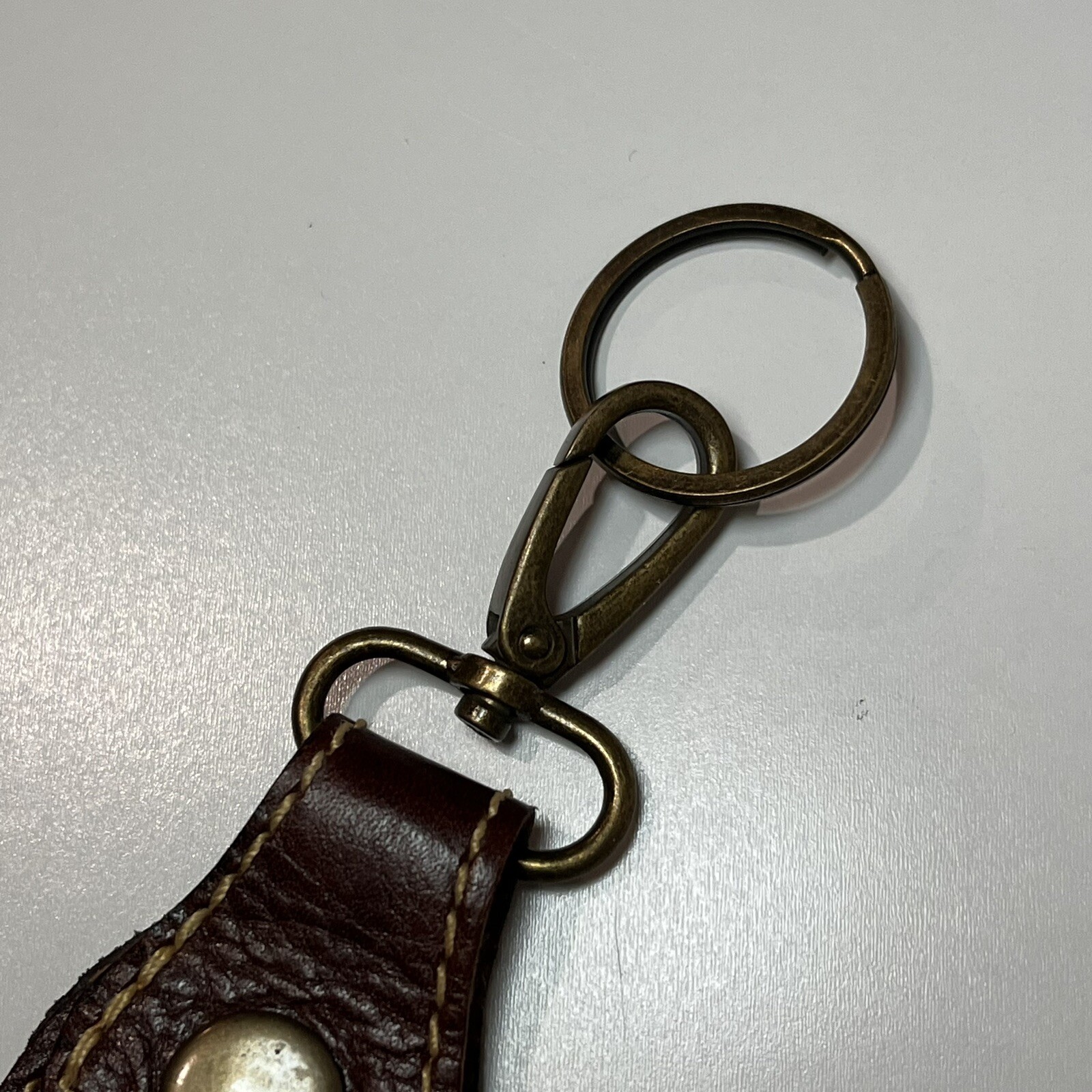 Leather Loop Strap Embroidered Keychain with Clip… - image 3