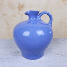 VtgPeriwinkle Blue Clay Zanesville Style Pitcher Creamer Maple Syrup Honey Jug
