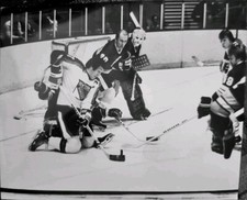 1976 PHIL ESPOSITO NHL HOCKEY TYPE 1 PHOTO GILLES GILBERT GOALIE MASK AHL WHA 
