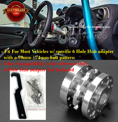 1.7''-3'' Silver Adjustable Steering Wheel Hub Extension Spacer For Subaru Mazda
