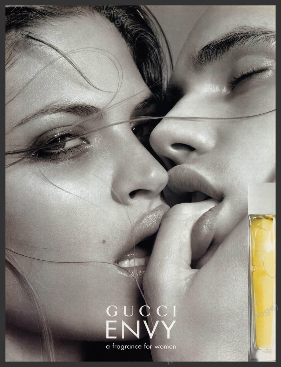Gucci Envy 2000s Print Advertisement 2005 Sexy Couple Finger Mouth