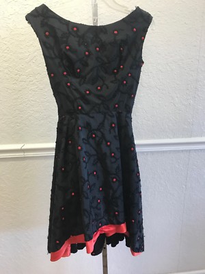 Vintage Sweet sixteen Party Short Dress Embroidered Red And Black Size S |  eBay