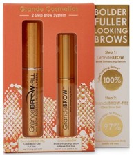 Grande Cosmetics 2 Step Brow System, Gel  Enhancing Serum, Bolder Fuller Look