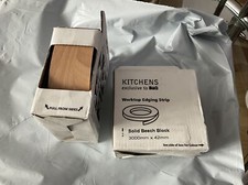 B&Q Worktop Edging Strip SOLID BEECH BLOCK 3000mmx42mm  Laminate Kitchen NEW