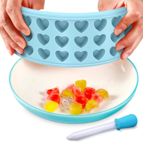 Heart Ice Cube Tray with Lid - Blue Silicone Heart Mold for Cocktails with Silic - Picture 2 of 12