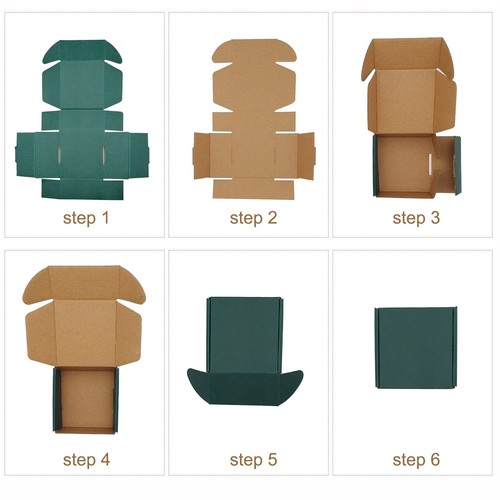 25 Pack Corrugated Packaging Box Mailers Shipping Green Recyclable Cardboard ... - Picture 7 of 8