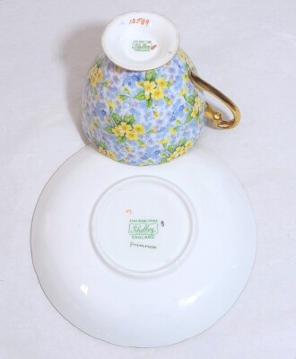 Shelley Primrose Floral Chintz Gold Footed Cup & Saucer 13589 458