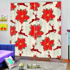 Lush and conspicuous red flowers Printing 3D Blockout Curtains Fabric Window