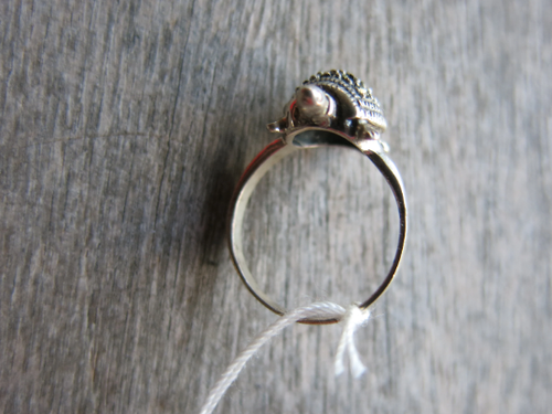 Turtle Ring 925 Sterling Silver Marcasite Stones turtoise lover gift Size 7 New - Picture 6 of 8