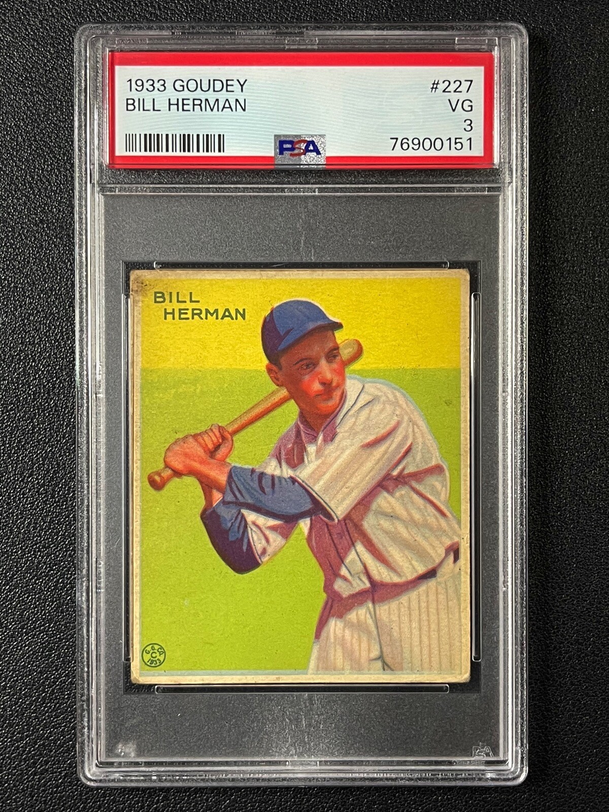 1933 GOUDEY BASEBALL SETBREAK PSA 3 BILL HERMAN #227 0151