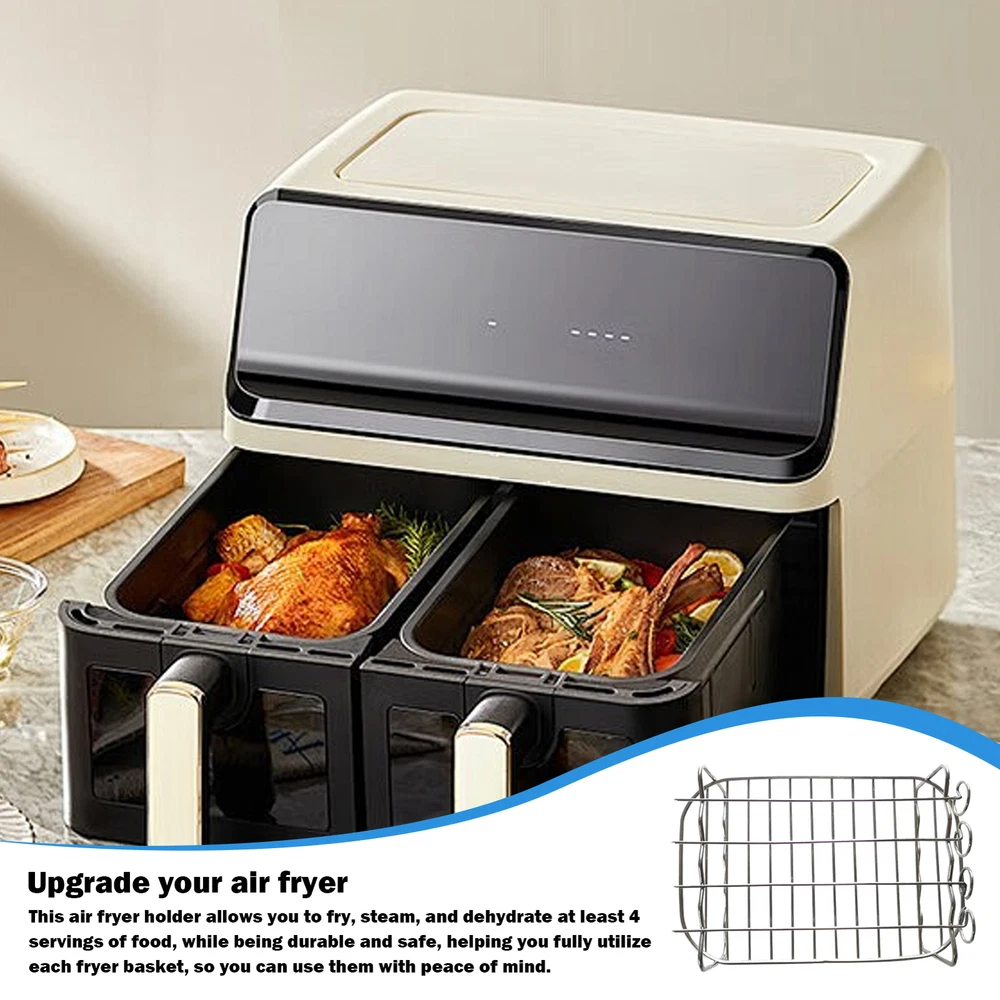 Air Fryer Rack Stainless Steel Double Basket Grill Sticks Accessories For Ninja