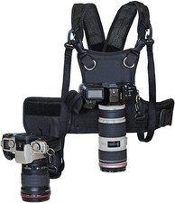 Dual Shoulder Camera Harness For 2 Cameras, Carrier Chest Vest With Mount