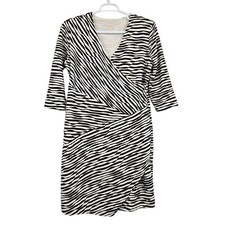 Chico's Women's V-Neck Striped Wrap Dress Size 2