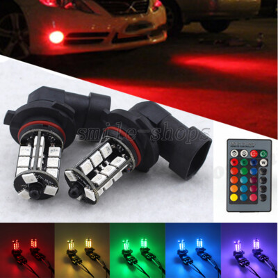 2X 9006 HB4 27-SMD RGB LED Fog Light Bulbs DRL Yellow Ice Blue Green Pink Purple
