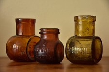 Vintage Bovril Bottles Amber Glass Jars Set of 3 Rustic Glass Retro Home Decor