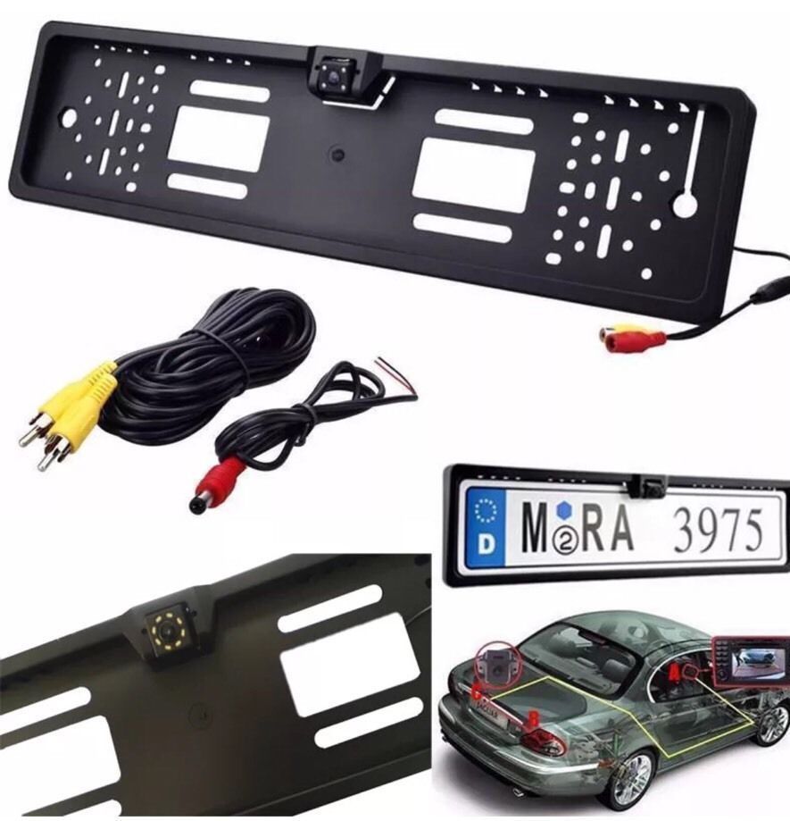 Porta Targa con Retrocamera 170° Visione Notturna per Auto - Kit Completo