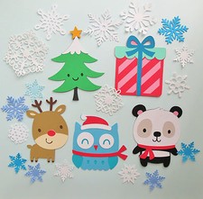 Cute Animals Winter Christmas Panda Owl Deer Set 1 Paper Scrapbook Embellishment