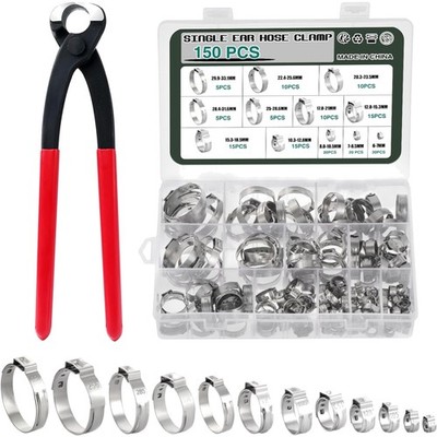 Edelstahl Schlauchschellen Set 150 Stück 12 Größen Rohrklemme Dichtungen