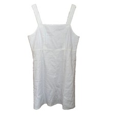 J Crew White Linen Blend Squareneck A-Line Dress 12 NWT Sleeveless Jumper Layer