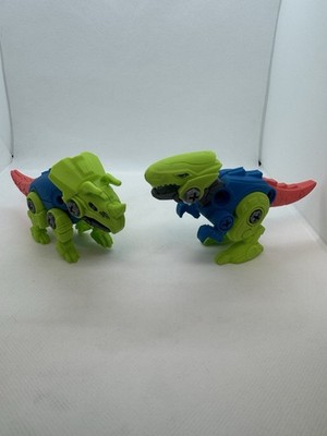 DIY Build Dinosaur Robot Assembly Toys  (Triceratops & T-Rex) Set Of 2