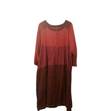 Gudrun Sjoden Midi Dress Size Large Red  Burgundy Cotton Tunic Lagenlook Summer 
