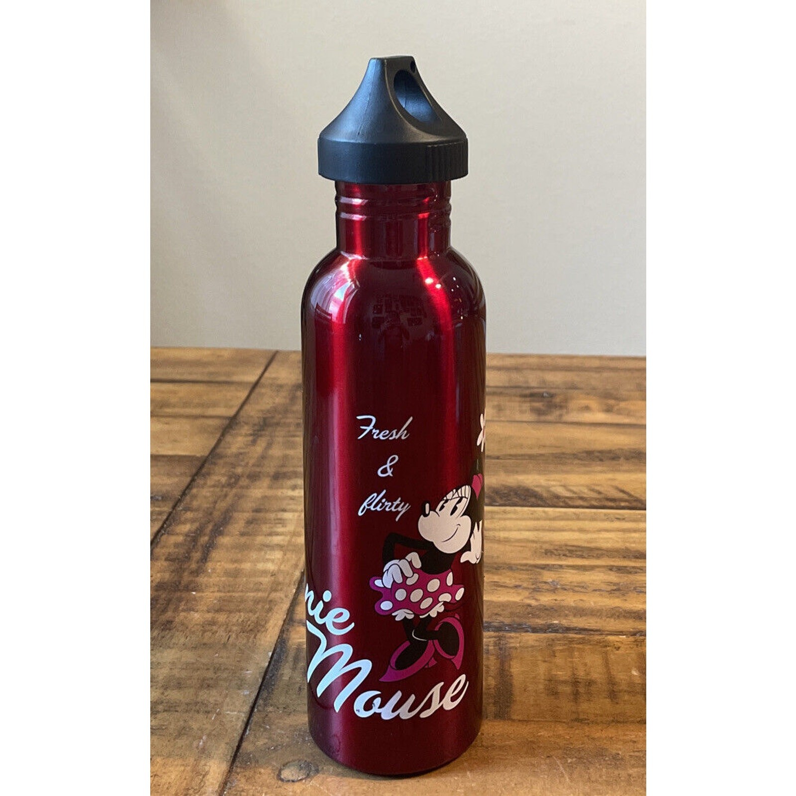 Disney Parks Water Bottle Sports Cap Red Minnie