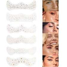 Glitter Freckles Face Tattoo, 1Pcs Face Sparkle Makeup Patches, Gold Silver F...