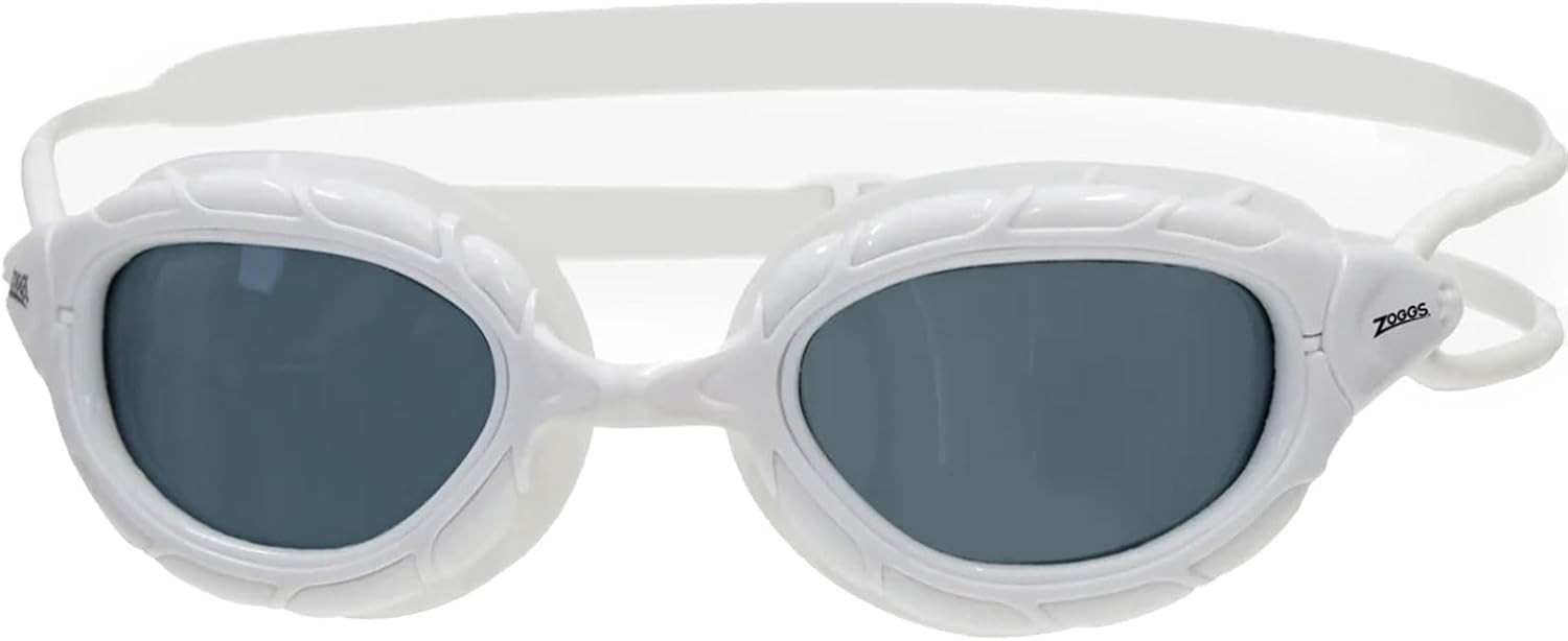 Zoggs Predator Adult Swimming Goggles, UV Protection Smoke Tint Anti Fog White