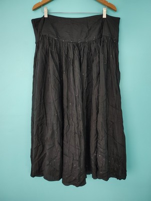 Laura Ashley WOMAN Black SILK Peasant BOHO Skirt SEQUINS Plus Size: 20W
