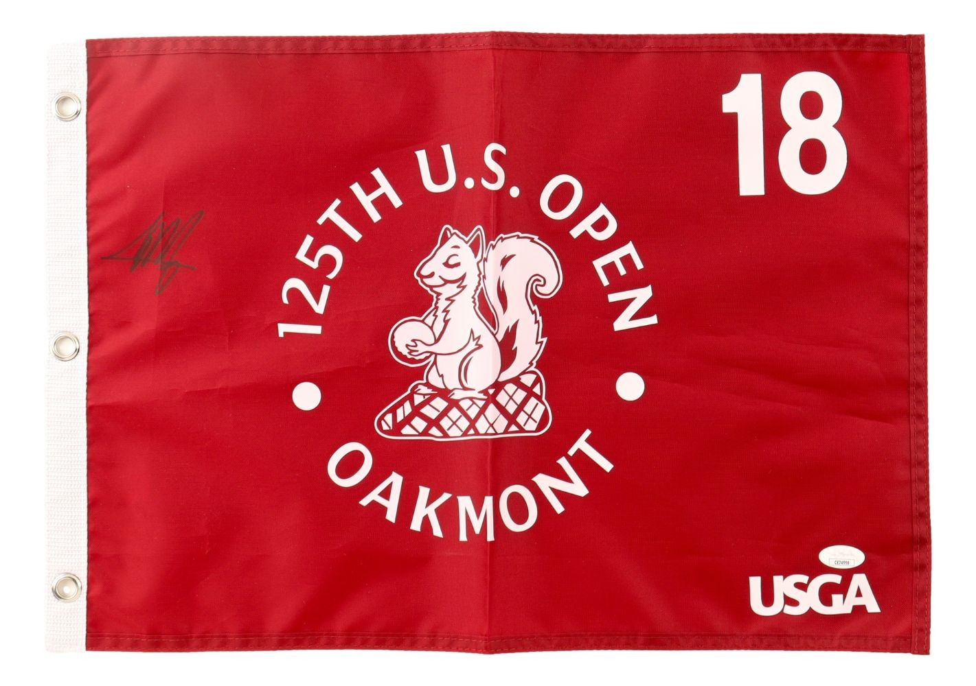 Collin Morikawa Autographed Signed 2025 US Open Golf Flag JSA 