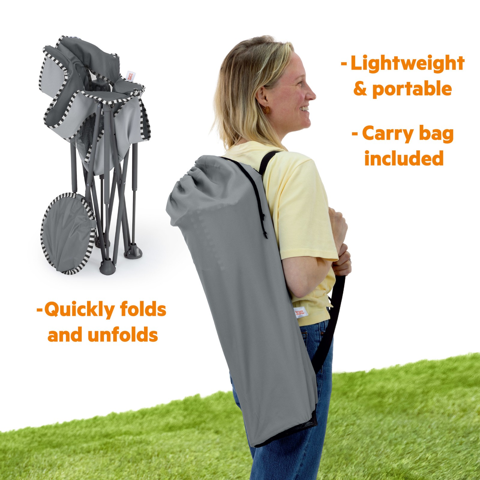 Bright Starts Pop 'N Chill Travel Seat, Grey alternate view 5