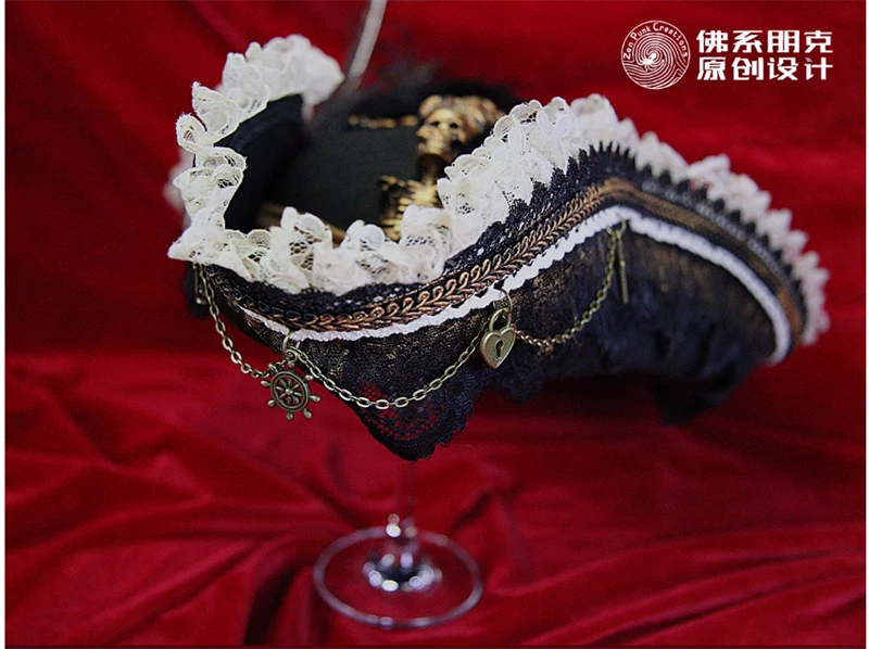 Piratas del Caribe Poleado Sombrero Pirata Gorra Halloween Tocado Accesorios Juegos con disfraces Foto 2 de 4