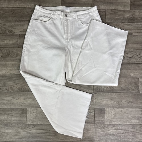 Plus Vervet Optic Damenjeans weiß hoher Bund kurz weites Bein Denim Größe 18W