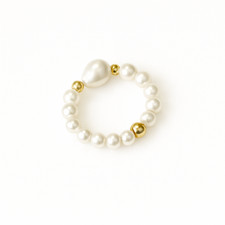 Clara Ring, Women's Ring Freshwater Pearl 18k Gold Plated Stainless Steel Jewelr