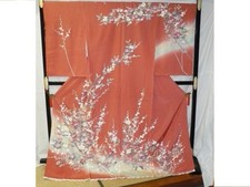 Kyoto Yuzen Visiting Wear Pink 100 Silk Unfinished Kimono Limited