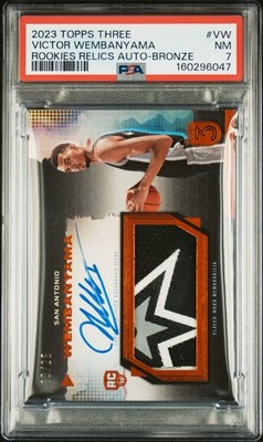 2023 Topps 3 Victor Wembanyama SPURS LOGO Auto RPA  RC /25 PSA 7 Pop 1 No Higher