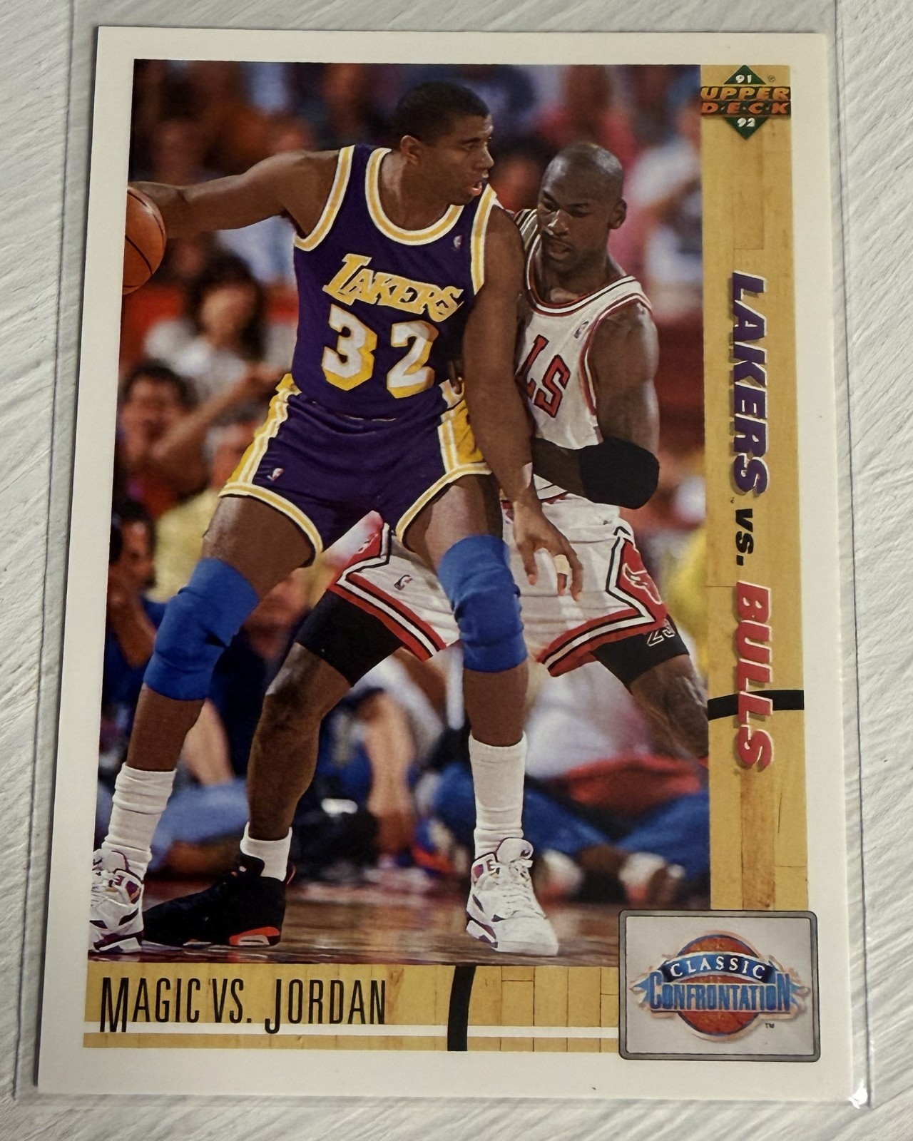 1991 Upper Deck #34 Magic vs Jordan Lakers vs Bulls Magic Johnson Michael Jordan