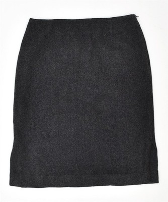Casual Corner gerader Damenrock US 4 Small W26 schwarz kariert Schurwolle OM04