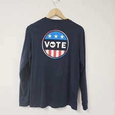 Vineyard Vines T-Shirt Tee XL 18 Boys Vote Long Sleeve Navy Blue Teen