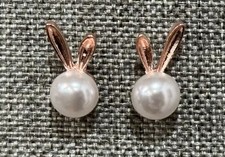 Easter Bunny Faux Pearl Stud Earrings