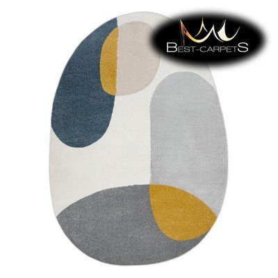 Hochwertiger moderner Design Teppich FUSION 5706 weiß blau grau - geometrisch, Abstraktion