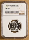 1959 P Washington Quarter 'Type B Reverse' NGC MS65