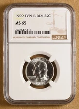 1959 P Washington Quarter 'Type B Reverse' NGC MS65