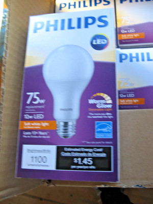6-pack lot PHILIPS LED 12W=75W A21 Light Bulb Soft White Warm Glow Dimmable