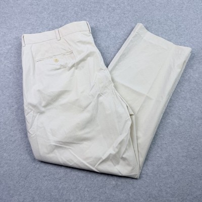 Polo Ralph Lauren Pants Mens 40x30 Beige Cotton Silk Blend Flat Front Trousers